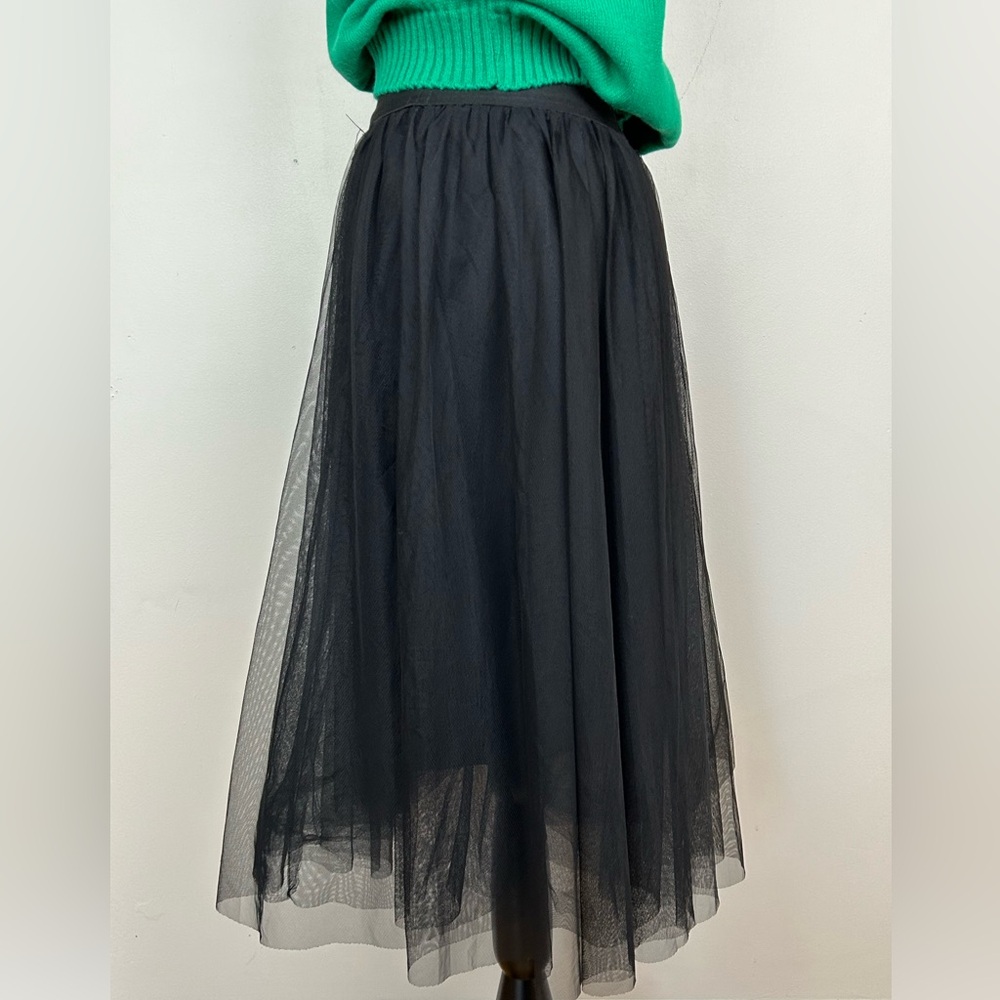 Carrie Bradshaw Style Black Mesh Tulle Midi Skirt Bohemian Goth Party Occasion